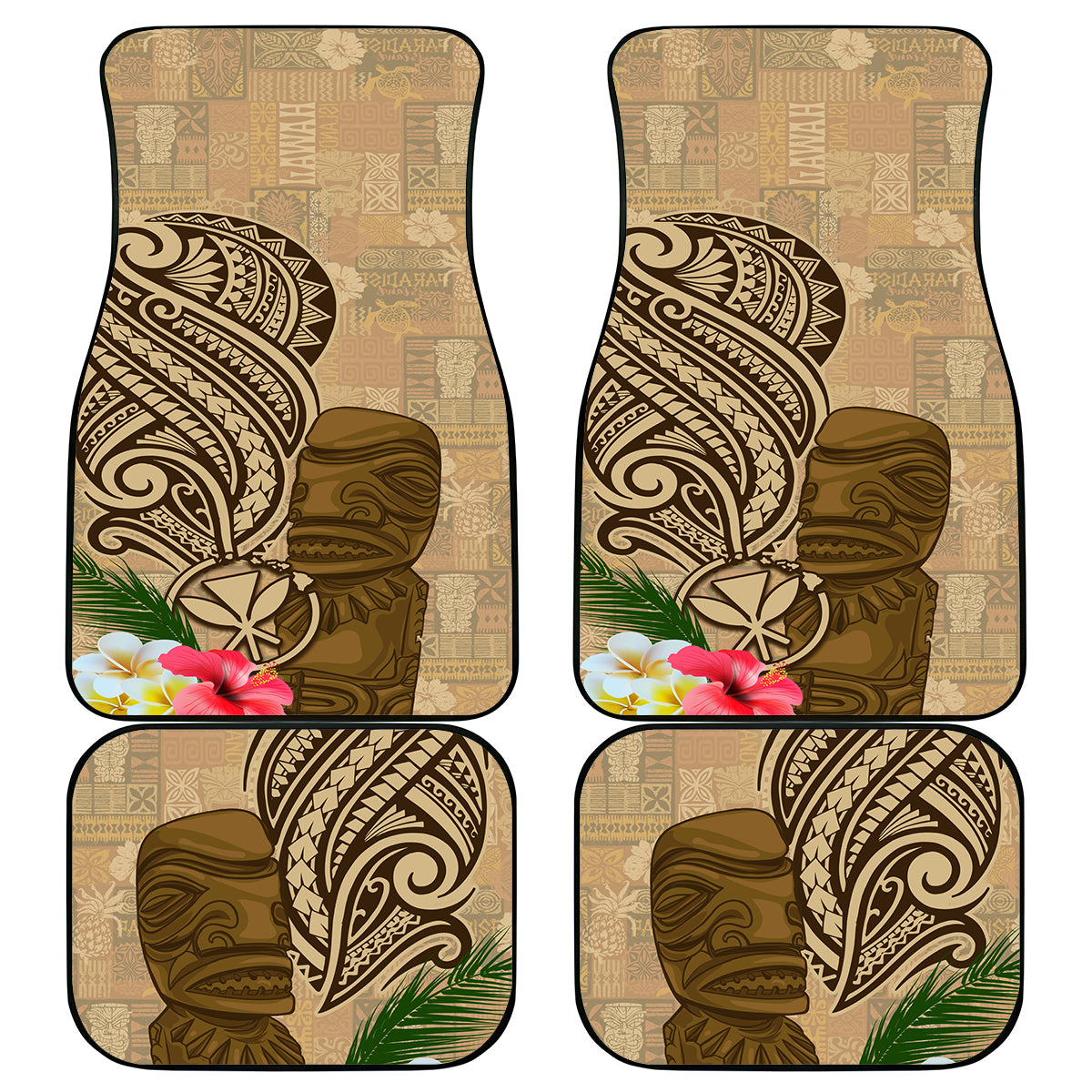 Hawaii Kanaloa Tiki Car Mats Polynesian Tattoo and Tapa Pattern LT03 - Polynesian Pride