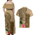 Hawaii Kanaloa Tiki Couples Matching Off Shoulder Maxi Dress and Hawaiian Shirt Polynesian Tattoo and Tapa Pattern