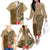 Hawaii Kanaloa Tiki Family Matching Off The Shoulder Long Sleeve Dress and Hawaiian Shirt Polynesian Tattoo and Tapa Pattern