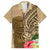 Hawaii Kanaloa Tiki Family Matching Off The Shoulder Long Sleeve Dress and Hawaiian Shirt Polynesian Tattoo and Tapa Pattern