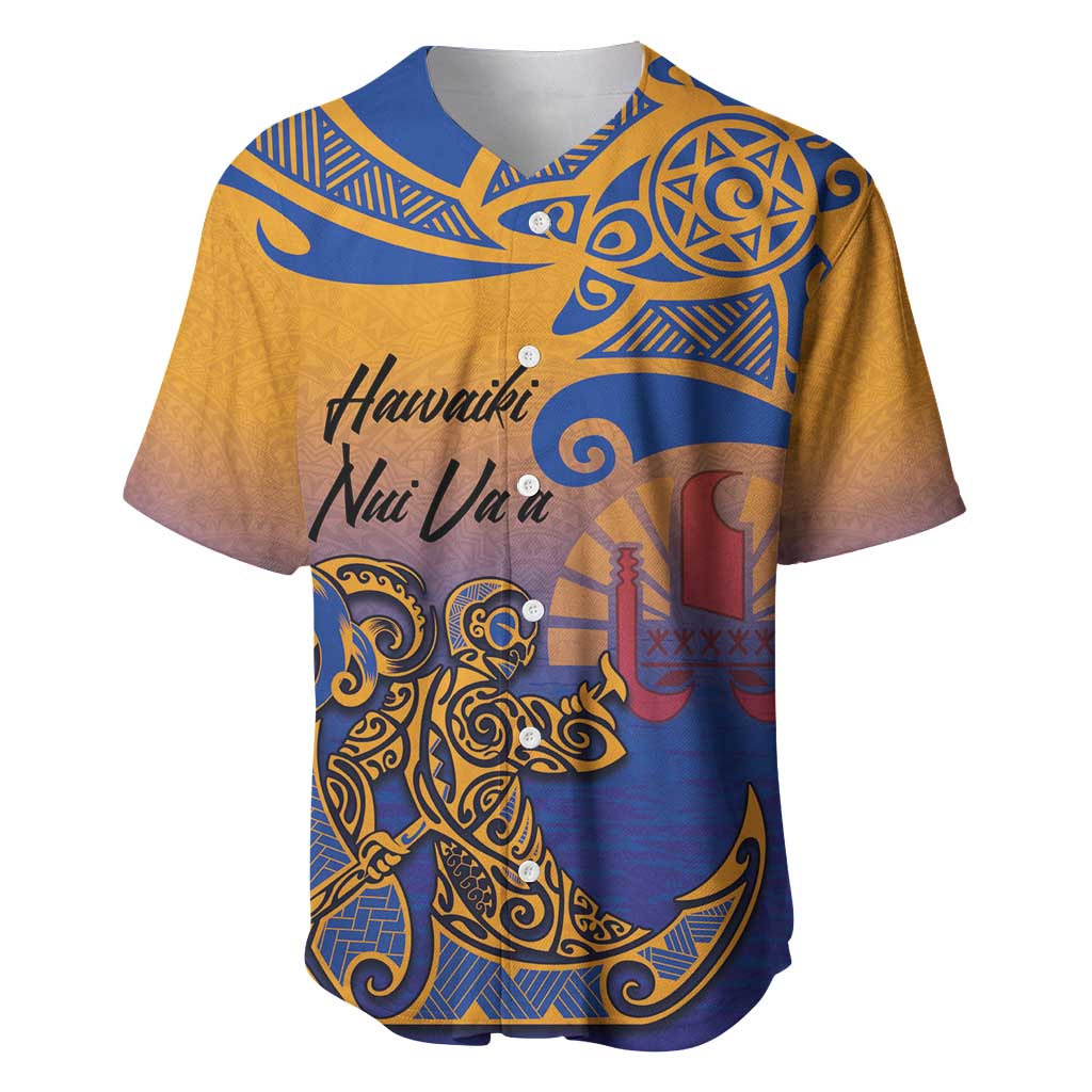 Hawaiki Nui Va'a Solo French Polynesia Baseball Jersey Sunset Color LT03 Yellow - Polynesian Pride