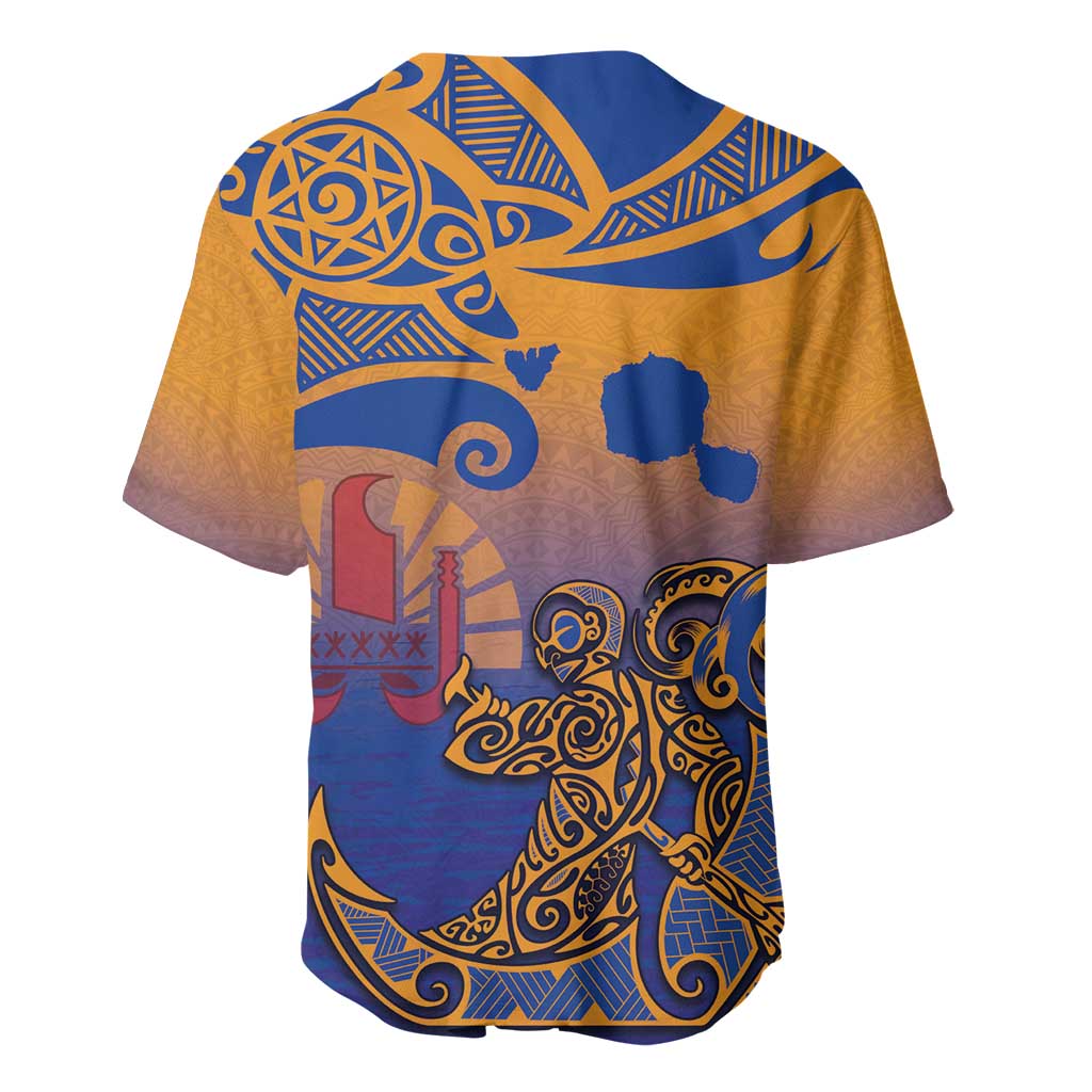 Hawaiki Nui Va'a Solo French Polynesia Baseball Jersey Sunset Color LT03 - Polynesian Pride