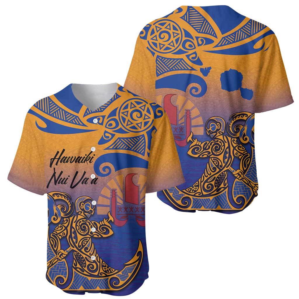 Hawaiki Nui Va'a Solo French Polynesia Baseball Jersey Sunset Color LT03 - Polynesian Pride