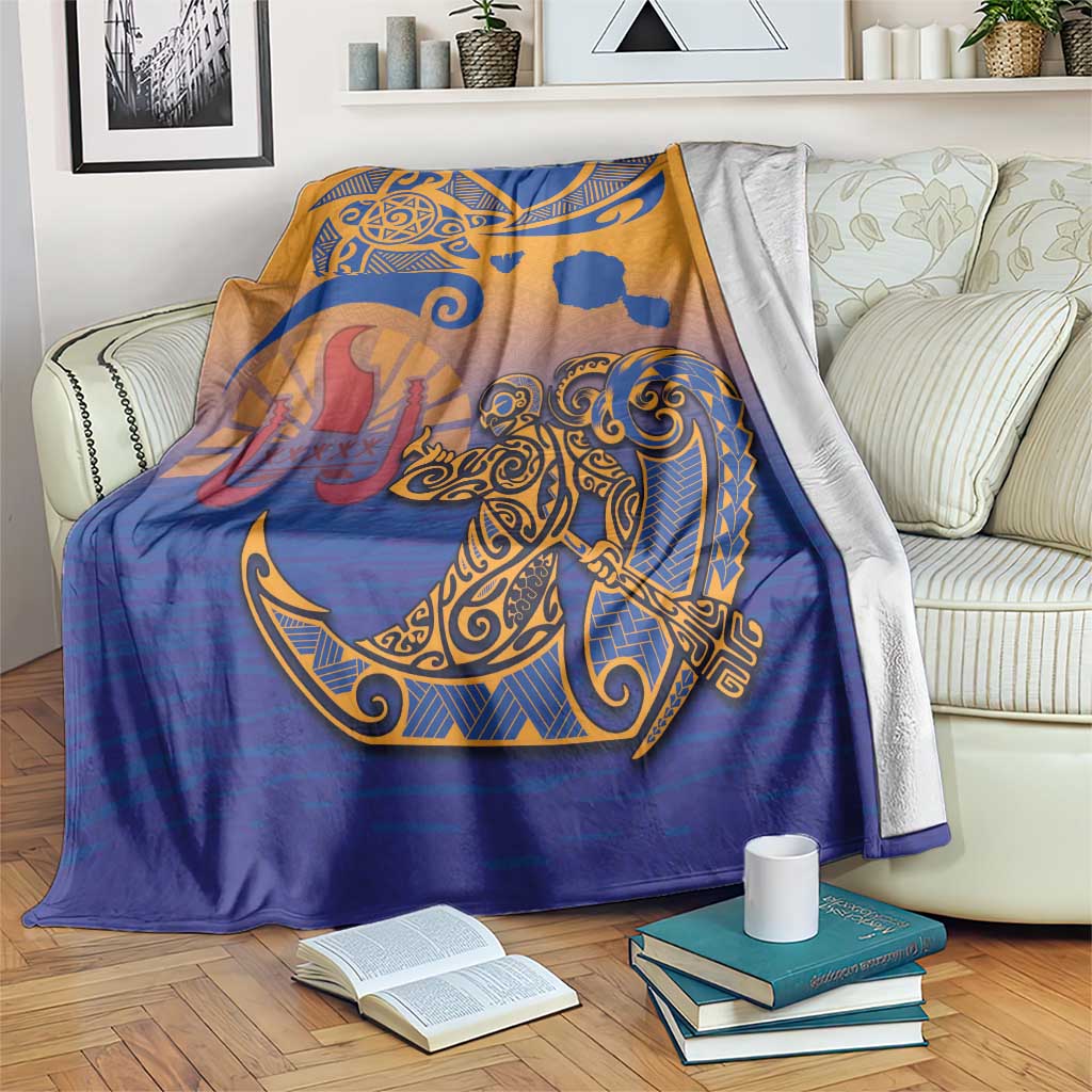 Hawaiki Nui Va'a Solo French Polynesia Blanket Sunset Color LT03 Yellow - Polynesian Pride
