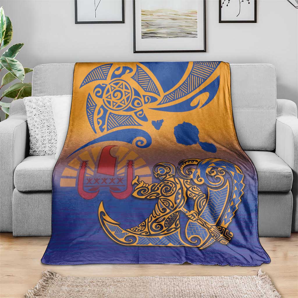 Hawaiki Nui Va'a Solo French Polynesia Blanket Sunset Color LT03 - Polynesian Pride