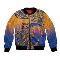 Hawaiki Nui Va'a Solo French Polynesia Bomber Jacket Sunset Color LT03 Unisex Yellow - Polynesian Pride