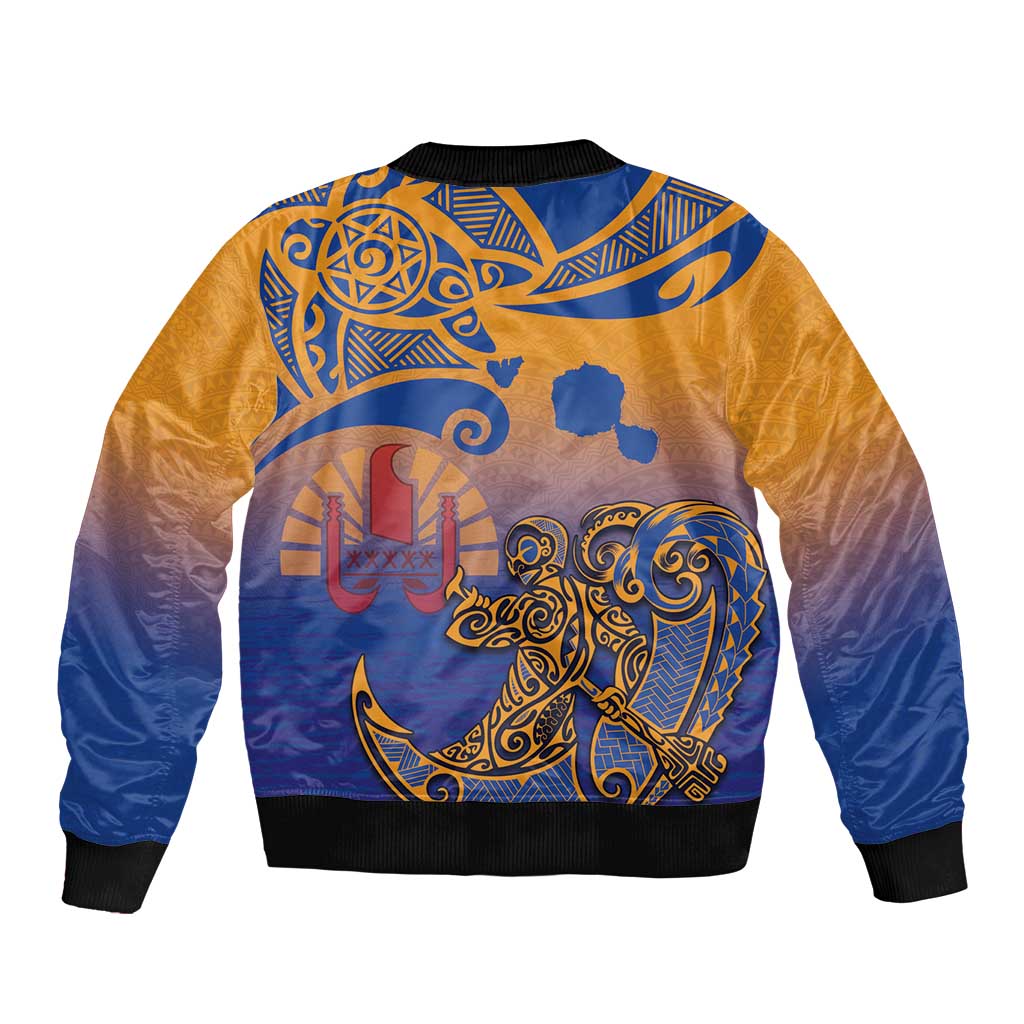 Hawaiki Nui Va'a Solo French Polynesia Bomber Jacket Sunset Color LT03 - Polynesian Pride