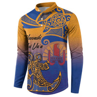 Hawaiki Nui Va'a Solo French Polynesia Button Sweatshirt Sunset Color LT03 - Polynesian Pride