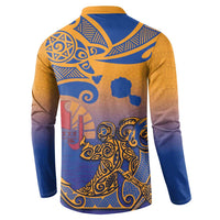 Hawaiki Nui Va'a Solo French Polynesia Button Sweatshirt Sunset Color LT03 - Polynesian Pride