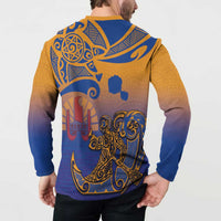 Hawaiki Nui Va'a Solo French Polynesia Button Sweatshirt Sunset Color LT03 - Polynesian Pride