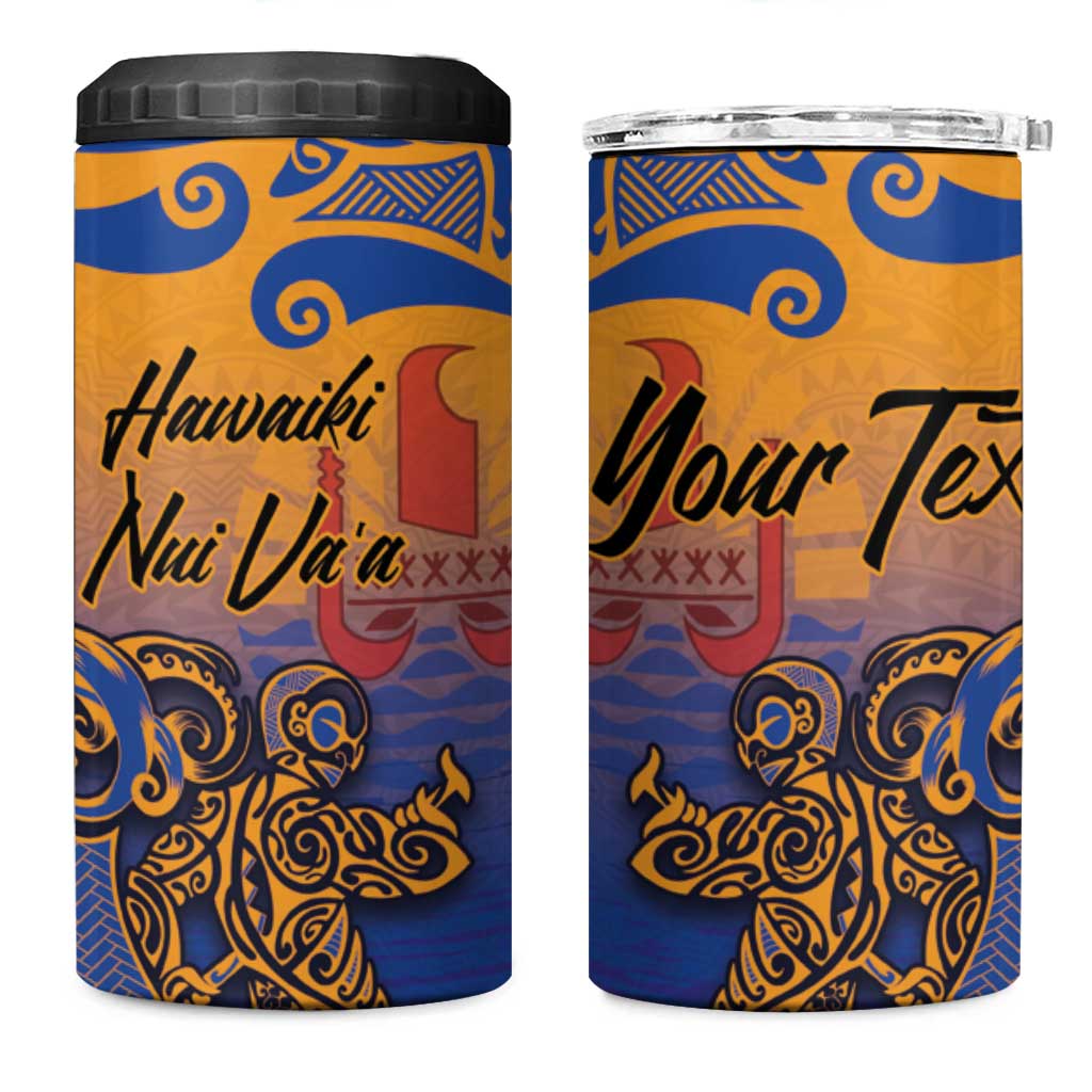 Hawaiki Nui Va'a Solo French Polynesia 4 in 1 Can Cooler Tumbler Sunset Color LT03 One Size: 16 oz Yellow - Polynesian Pride