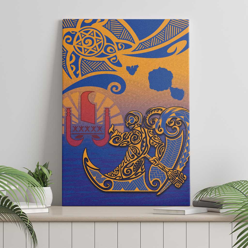 Hawaiki Nui Va'a Solo French Polynesia Canvas Wall Art Sunset Color LT03 - Polynesian Pride