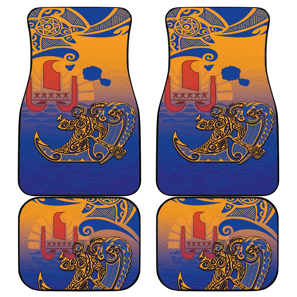 Hawaiki Nui Va'a Solo French Polynesia Car Mats Sunset Color LT03 - Polynesian Pride