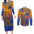 Hawaiki Nui Va'a Solo French Polynesia Couples Matching Long Sleeve Bodycon Dress and Long Sleeve Button Shirt Sunset Color