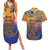 Hawaiki Nui Va'a Solo French Polynesia Couples Matching Summer Maxi Dress and Hawaiian Shirt Sunset Color