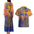 Hawaiki Nui Va'a Solo French Polynesia Couples Matching Tank Maxi Dress and Hawaiian Shirt Sunset Color