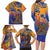 Hawaiki Nui Va'a Solo French Polynesia Family Matching Long Sleeve Bodycon Dress and Hawaiian Shirt Sunset Color