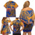 Hawaiki Nui Va'a Solo French Polynesia Family Matching Off Shoulder Short Dress and Hawaiian Shirt Sunset Color