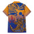 Hawaiki Nui Va'a Solo French Polynesia Family Matching Off Shoulder Short Dress and Hawaiian Shirt Sunset Color