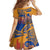 Hawaiki Nui Va'a Solo French Polynesia Family Matching Short Sleeve Bodycon Dress and Hawaiian Shirt Sunset Color