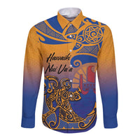 Hawaiki Nui Va'a Solo French Polynesia Long Sleeve Button Shirt Sunset Color LT03 Unisex Yellow - Polynesian Pride