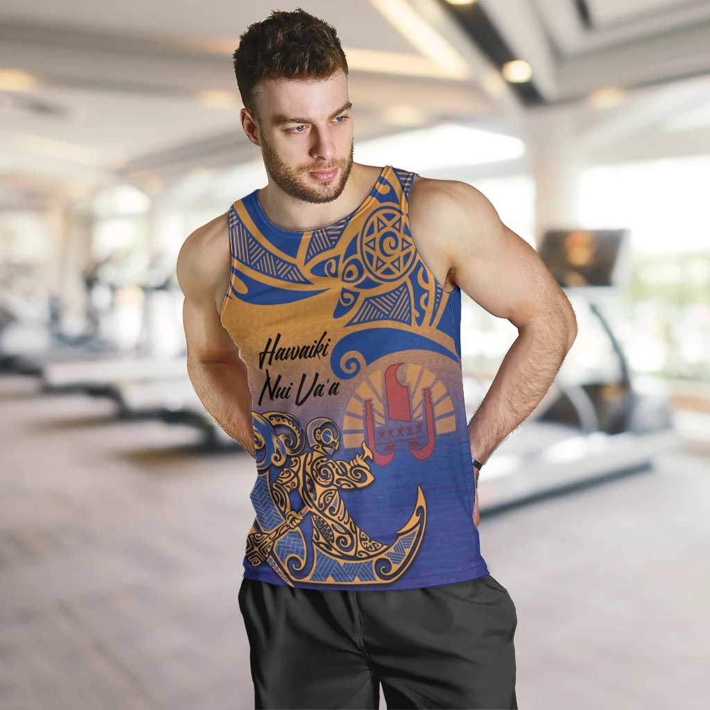 Hawaiki Nui Va'a Solo French Polynesia Men Tank Top Sunset Color LT03 Yellow - Polynesian Pride