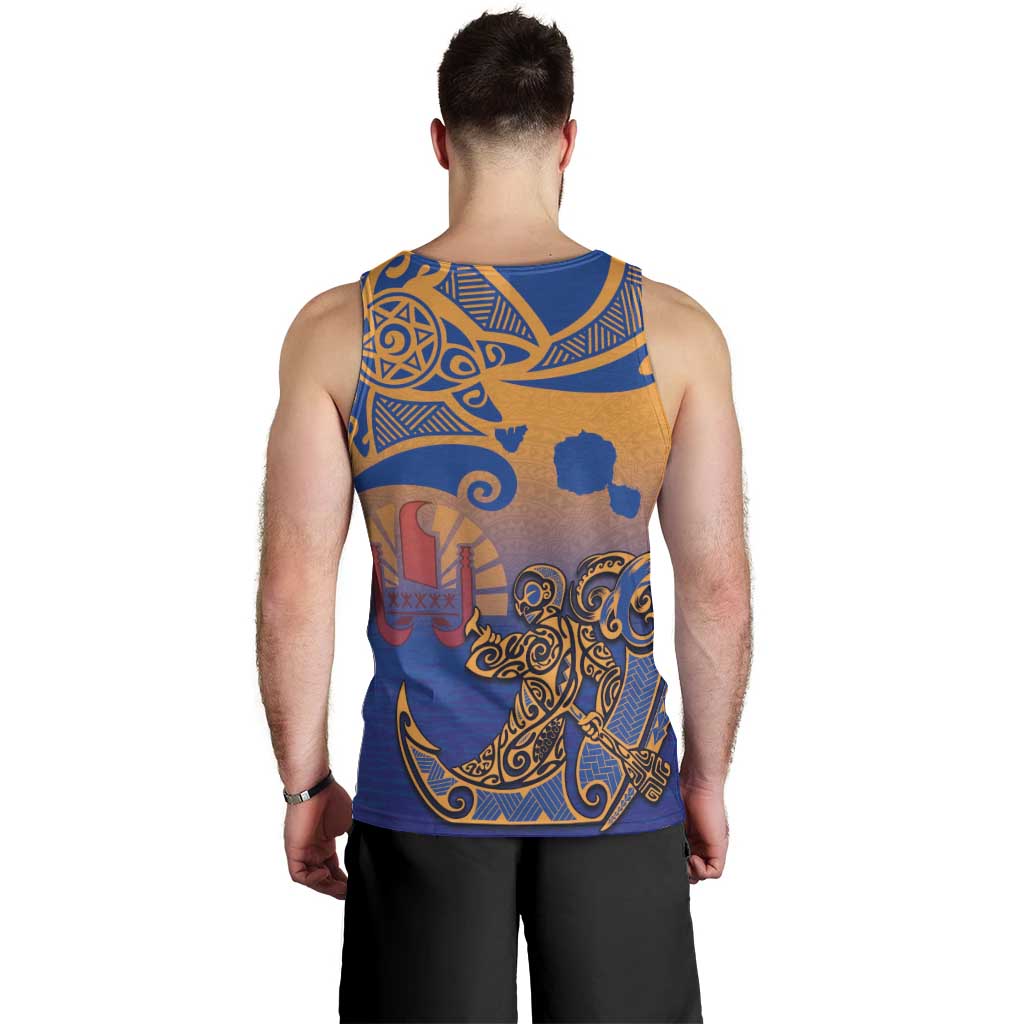 Hawaiki Nui Va'a Solo French Polynesia Men Tank Top Sunset Color LT03 - Polynesian Pride