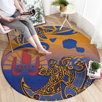 Hawaiki Nui Va'a Solo French Polynesia Round Carpet Sunset Color LT03 - Polynesian Pride