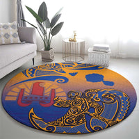 Hawaiki Nui Va'a Solo French Polynesia Round Carpet Sunset Color LT03 - Polynesian Pride