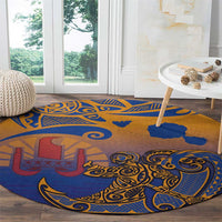 Hawaiki Nui Va'a Solo French Polynesia Round Carpet Sunset Color LT03 - Polynesian Pride