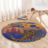 Hawaiki Nui Va'a Solo French Polynesia Round Carpet Sunset Color LT03 - Polynesian Pride