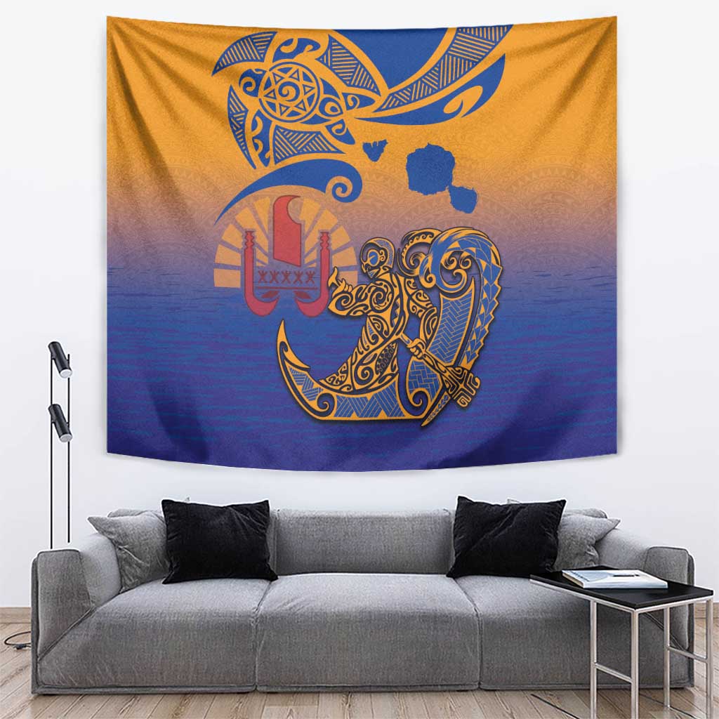 Hawaiki Nui Va'a Solo French Polynesia Tapestry Sunset Color LT03 Yellow - Polynesian Pride