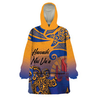 Hawaiki Nui Va'a Solo French Polynesia Wearable Blanket Hoodie Sunset Color LT03 One Size Yellow - Polynesian Pride