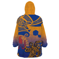 Hawaiki Nui Va'a Solo French Polynesia Wearable Blanket Hoodie Sunset Color LT03 - Polynesian Pride