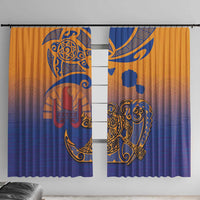 Hawaiki Nui Va'a Solo French Polynesia Window Curtain Sunset Color LT03 With Hooks Yellow - Polynesian Pride