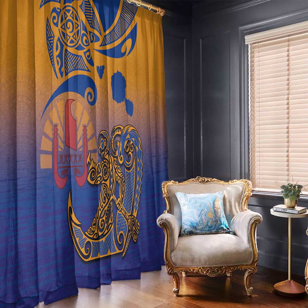 Hawaiki Nui Va'a Solo French Polynesia Window Curtain Sunset Color LT03 - Polynesian Pride