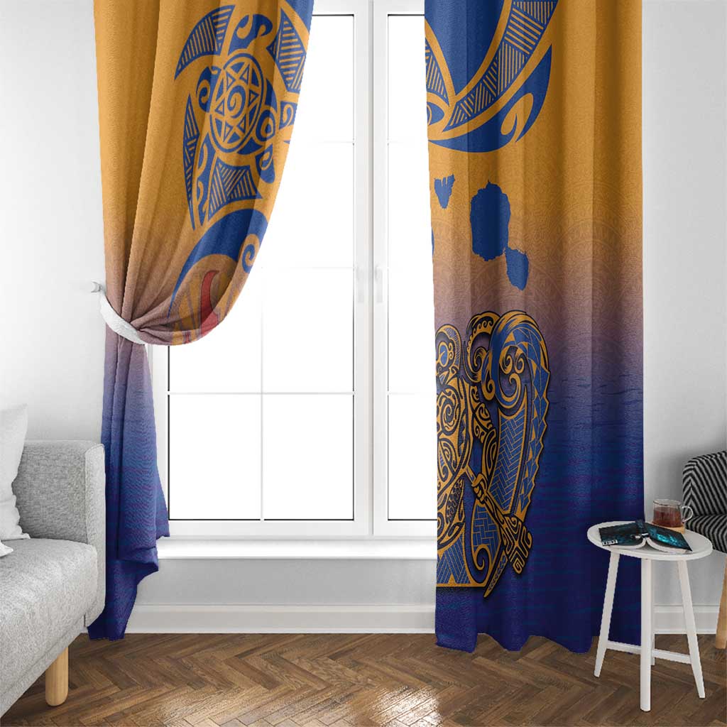 Hawaiki Nui Va'a Solo French Polynesia Window Curtain Sunset Color LT03 - Polynesian Pride