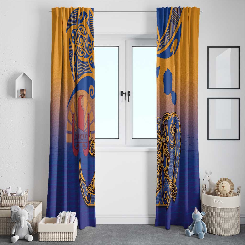 Hawaiki Nui Va'a Solo French Polynesia Window Curtain Sunset Color LT03 - Polynesian Pride