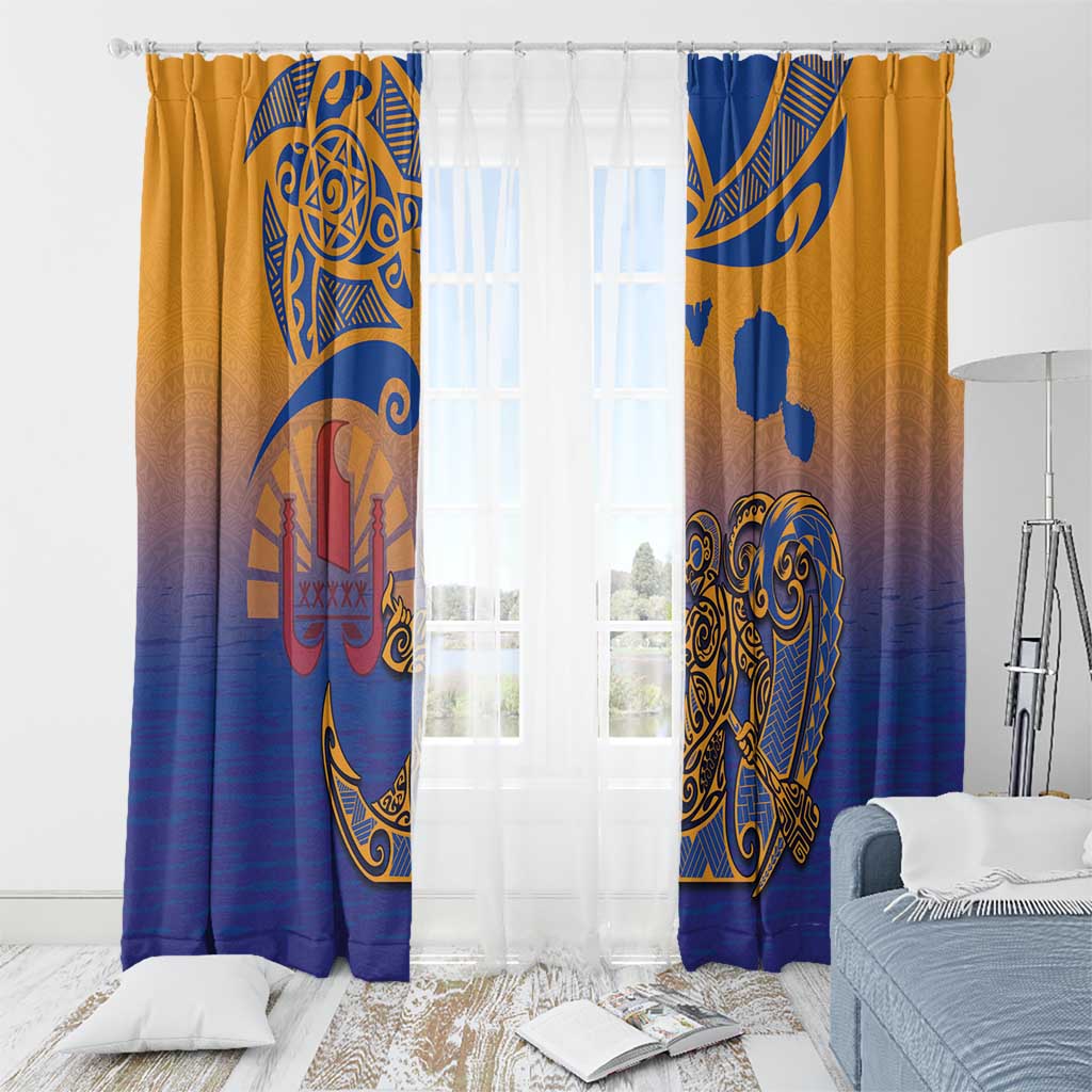 Hawaiki Nui Va'a Solo French Polynesia Window Curtain Sunset Color LT03 - Polynesian Pride