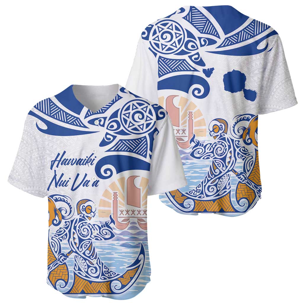 Hawaiki Nui Va'a Solo French Polynesia Baseball Jersey Blue Color LT03 - Polynesian Pride