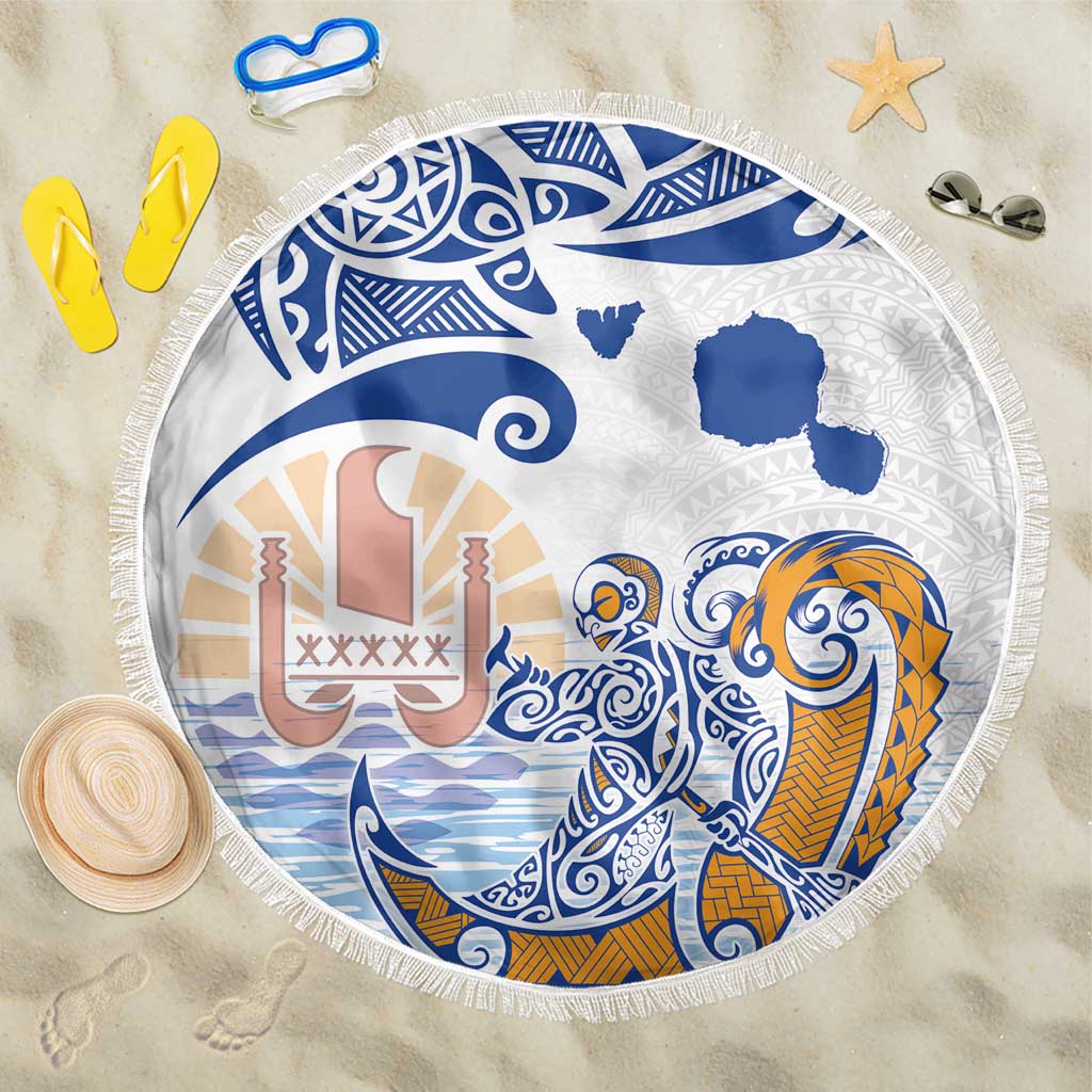 Hawaiki Nui Va'a Solo French Polynesia Beach Blanket Blue Color LT03 One Size 150cm Blue - Polynesian Pride