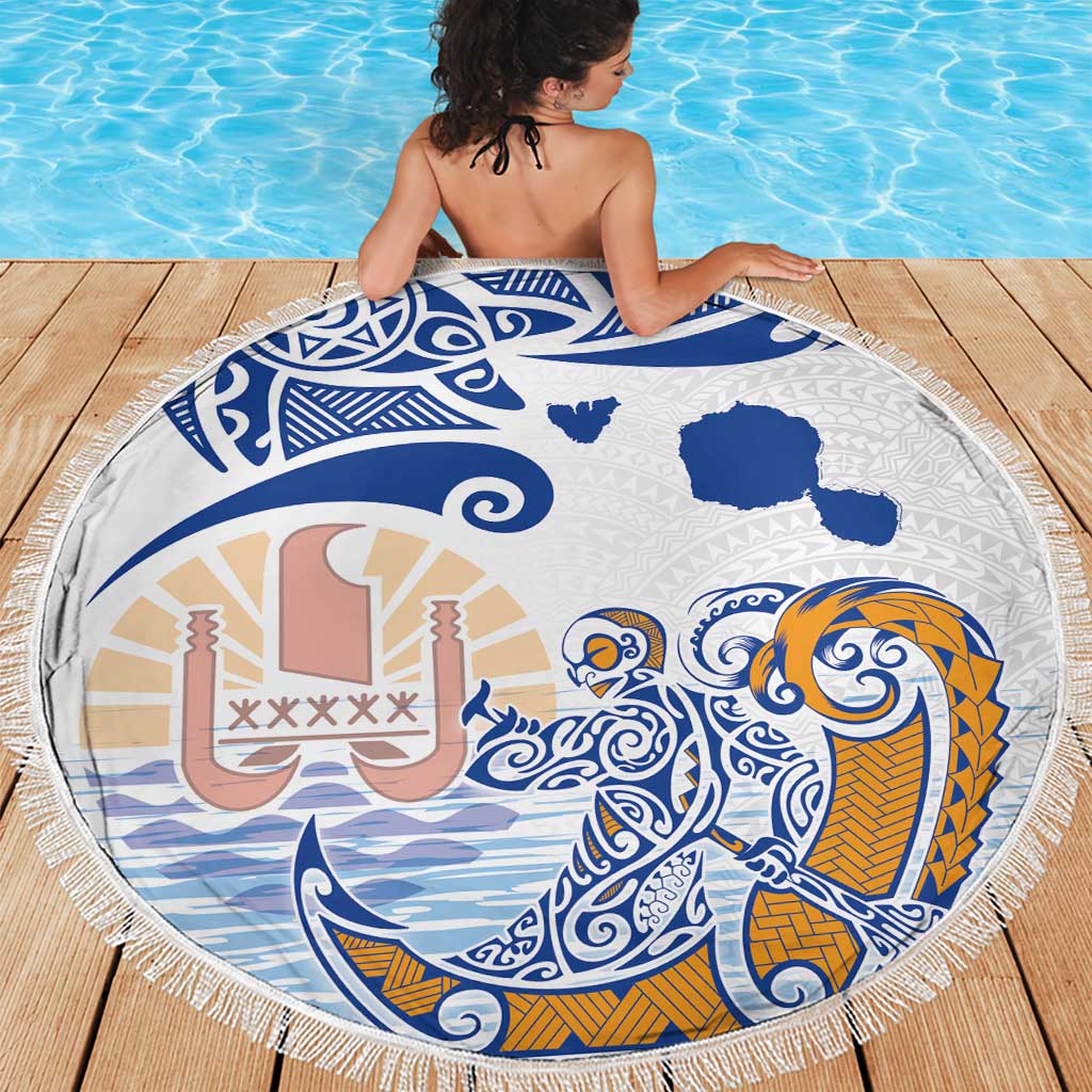 Hawaiki Nui Va'a Solo French Polynesia Beach Blanket Blue Color LT03 - Polynesian Pride