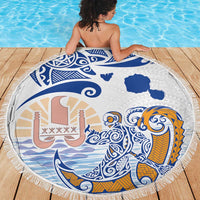 Hawaiki Nui Va'a Solo French Polynesia Beach Blanket Blue Color LT03 - Polynesian Pride