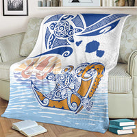 Hawaiki Nui Va'a Solo French Polynesia Blanket Blue Color LT03 - Polynesian Pride