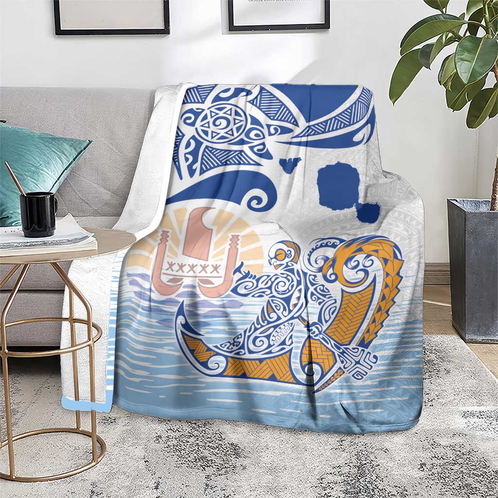 Hawaiki Nui Va'a Solo French Polynesia Blanket Blue Color LT03 - Polynesian Pride