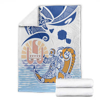 Hawaiki Nui Va'a Solo French Polynesia Blanket Blue Color LT03 - Polynesian Pride
