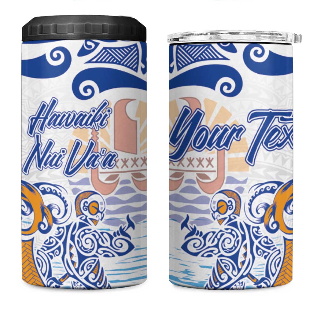 Hawaiki Nui Va'a Solo French Polynesia 4 in 1 Can Cooler Tumbler Blue Color LT03 One Size: 16 oz Blue - Polynesian Pride