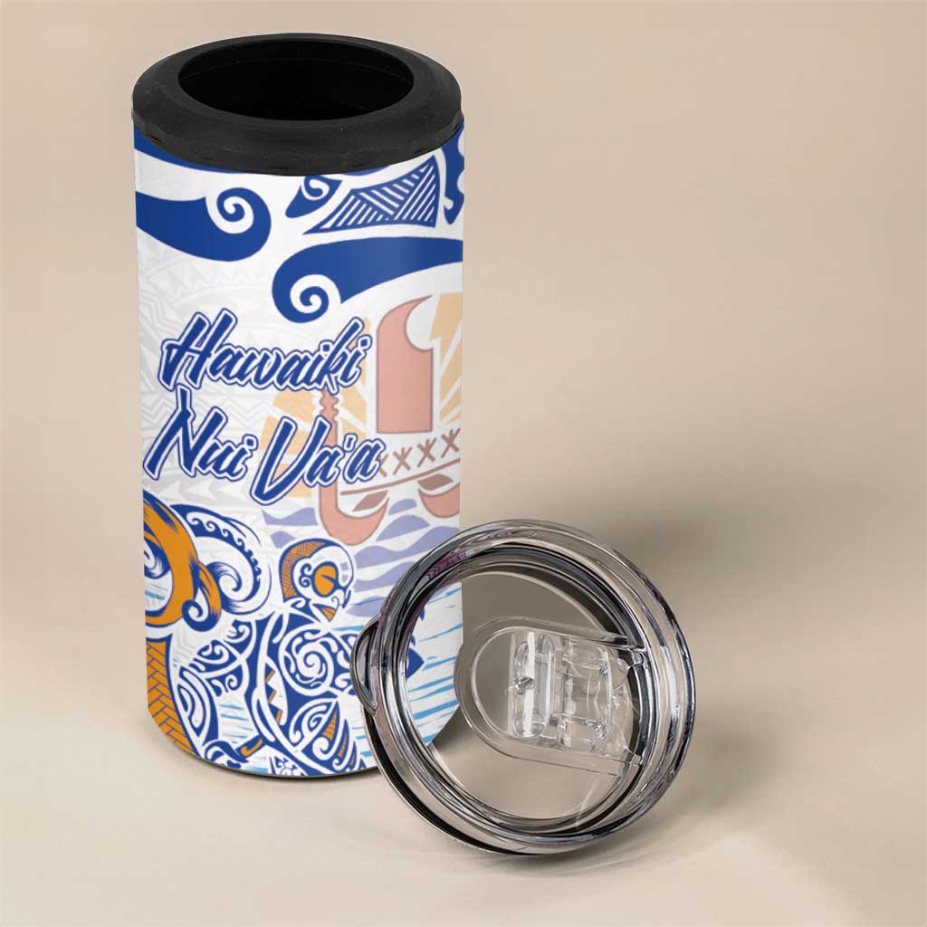 Hawaiki Nui Va'a Solo French Polynesia 4 in 1 Can Cooler Tumbler Blue Color LT03 - Polynesian Pride