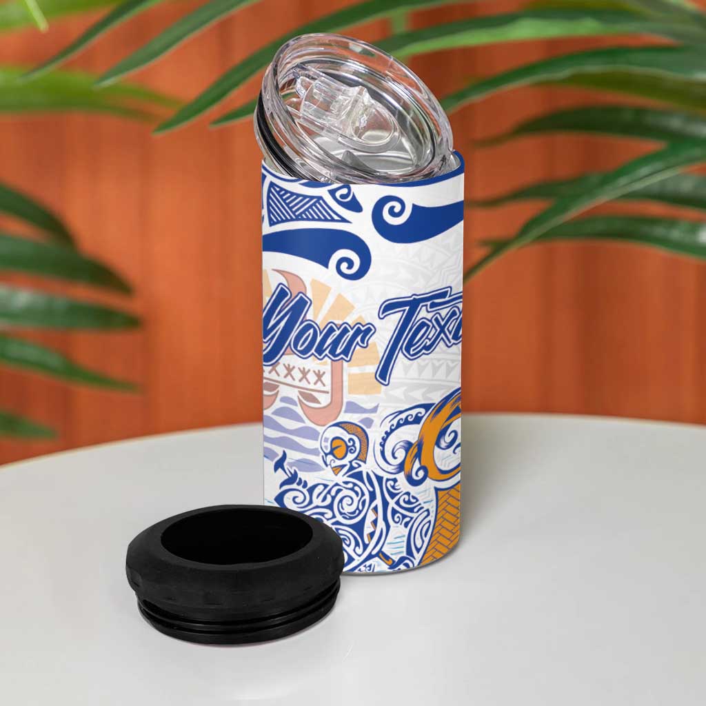 Hawaiki Nui Va'a Solo French Polynesia 4 in 1 Can Cooler Tumbler Blue Color LT03 - Polynesian Pride