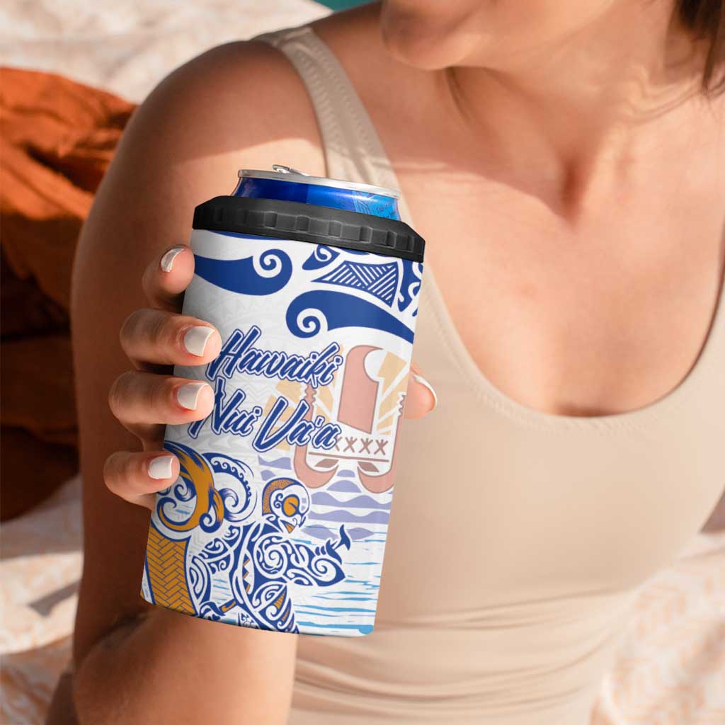 Hawaiki Nui Va'a Solo French Polynesia 4 in 1 Can Cooler Tumbler Blue Color LT03 - Polynesian Pride